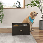 Stainless Steel Raised Dog Bowls, with 21L Storage Drawer for Large Dogs - Brown