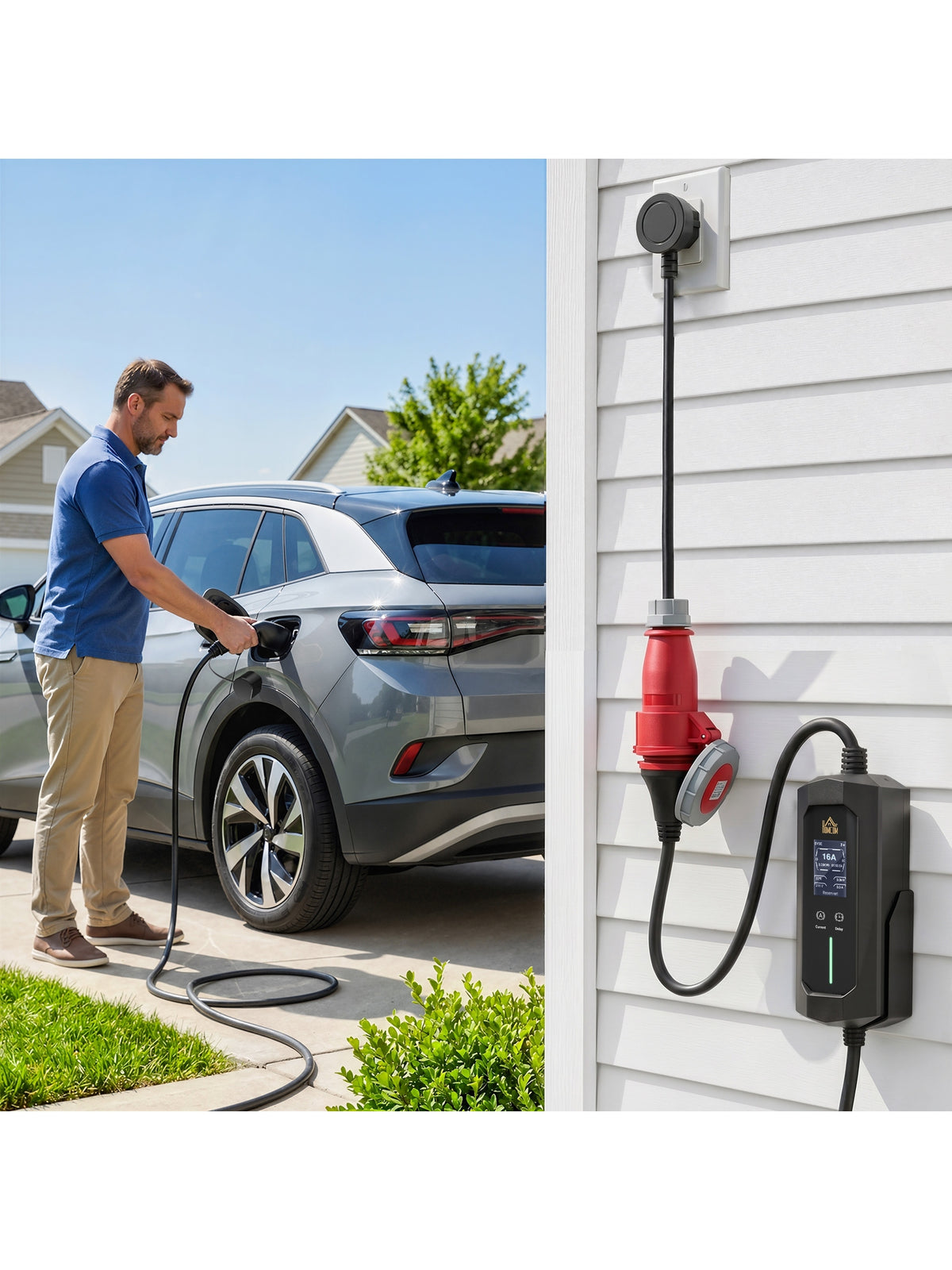 Mobile Wallbox 11kW 8m Typ 2 CEE 6–16A auf Typ 2 IP65 für EV PHEV