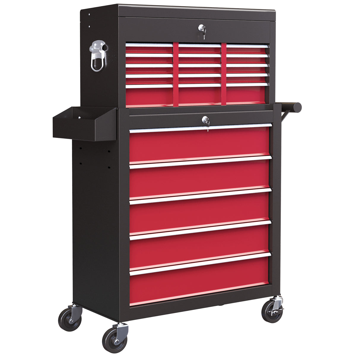 14 Drawer, Two-Part Tool Storage Chest on Wheels - Red