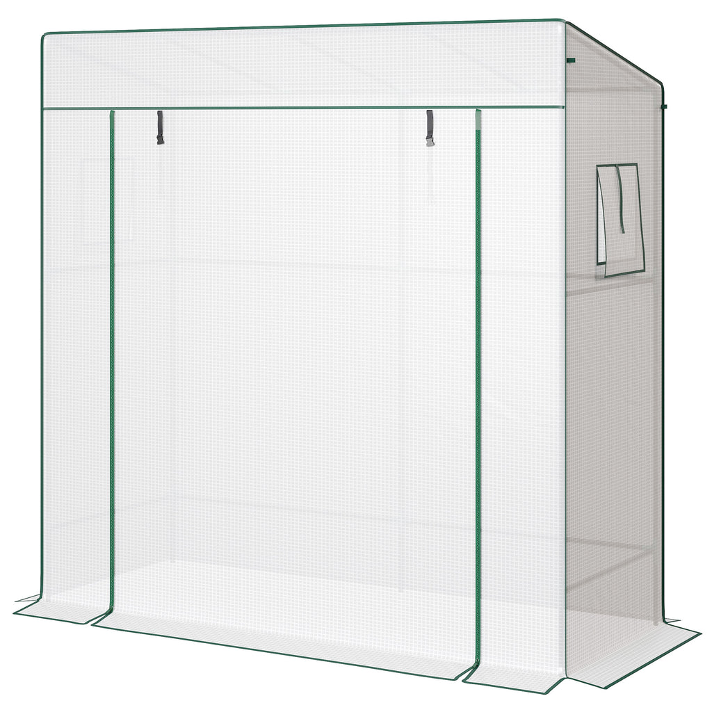 Tomatengewächshaus Rolltor Netzfenster 196 x 77 x 197 cm Weiß