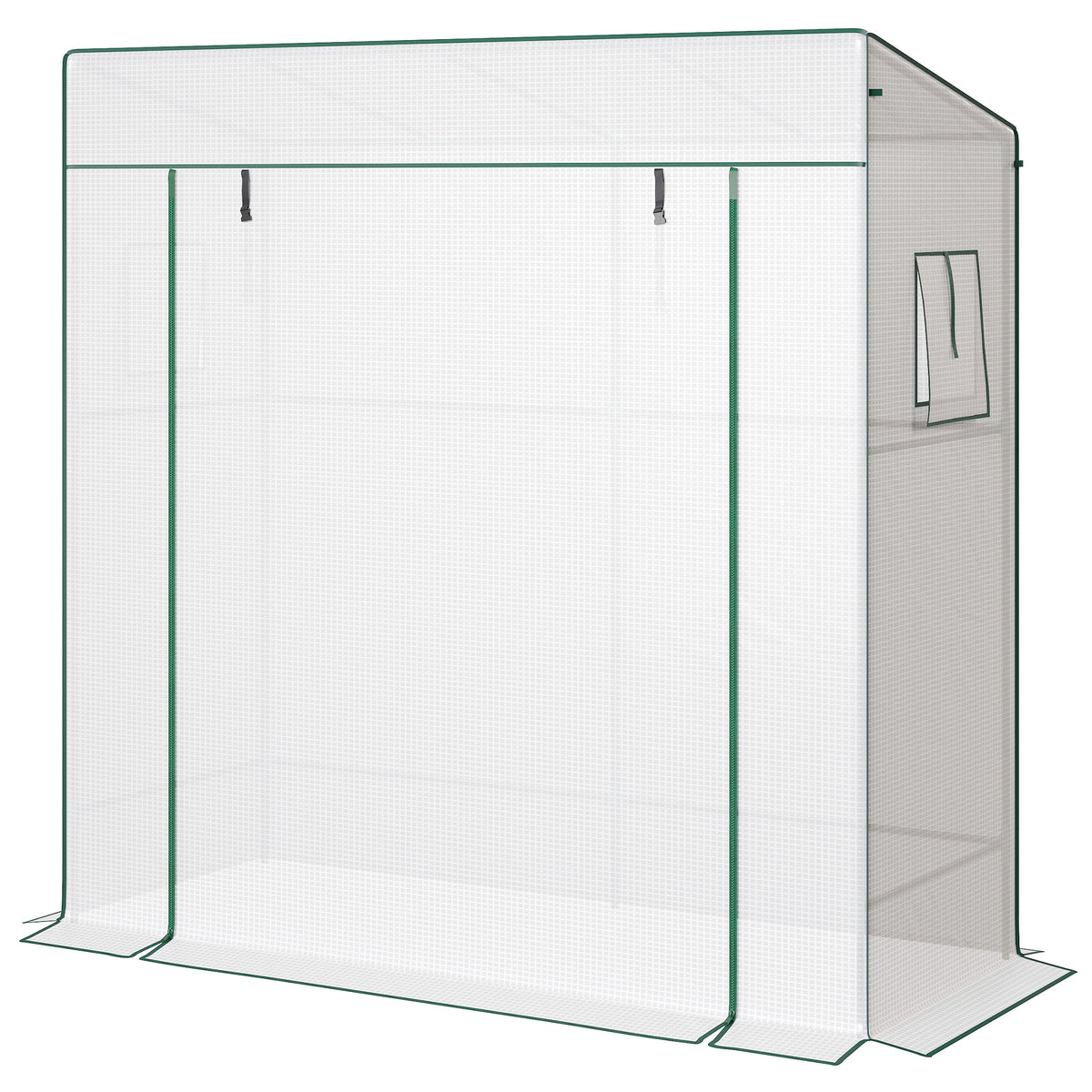 Tomatengewächshaus Rolltor Netzfenster 196 x 77 x 197 cm Weiß