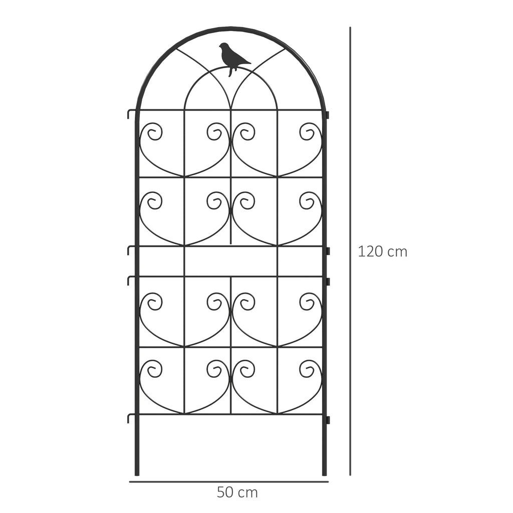 Rankgitter Metall 2er Set zum Stecken rostfrei Rankhilfe mit Vogeldesign für Kletterpflanzen 50x120 cm Schwarz