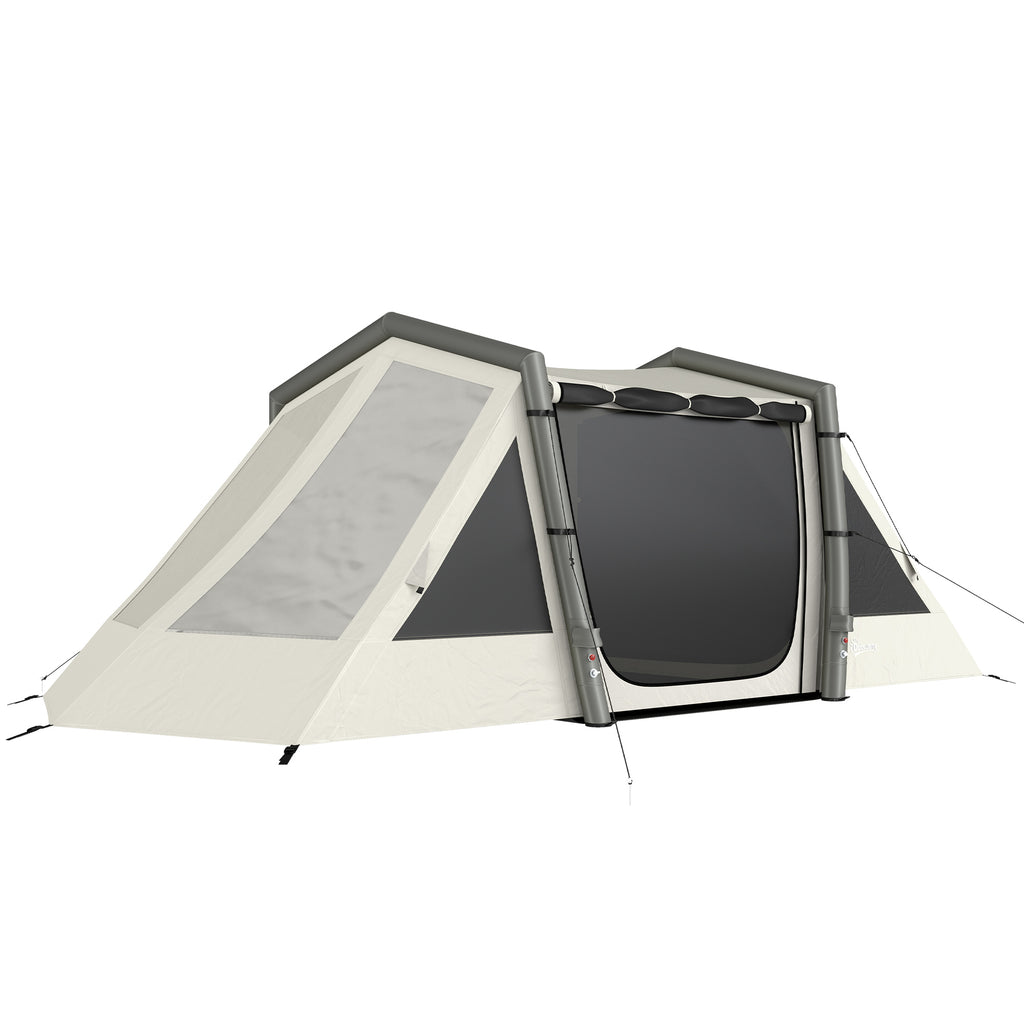 Aufblasbares Zelt 4 Personen Schneller Aufbau Outdoor Zelt für Camping mit 2 Schlafzimmern Vorraum Fenster