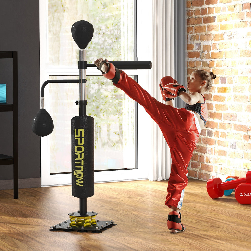 Boxing Bag, Freestanding Punching Bag, with Reflex Bar, Speed Balls, Black