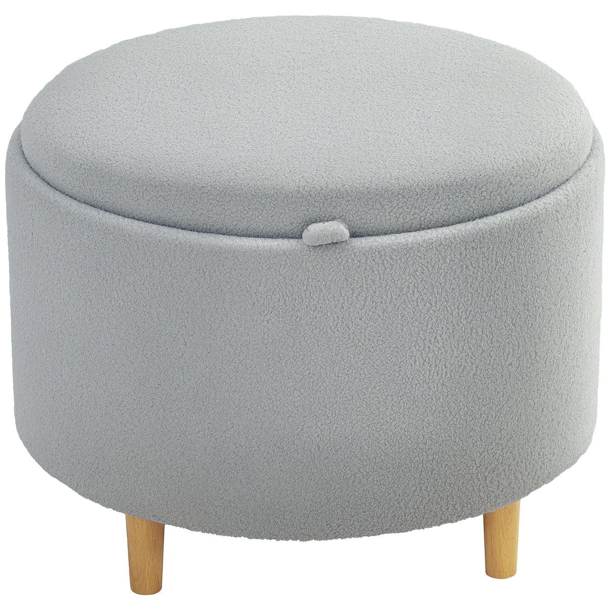 Hocker Polsterhocker, Teddyfleece, versteckter Stauraum, umkehrbarer Deckel, 56 cm x 56 cm x 42 cm, Grau