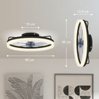 Deckenventilator mit Licht und Fernbedienung, 50 cm LED-Deckenventilator mit 3 Farben, 6 Geschwindigkeiten, Timer, Dimmbar