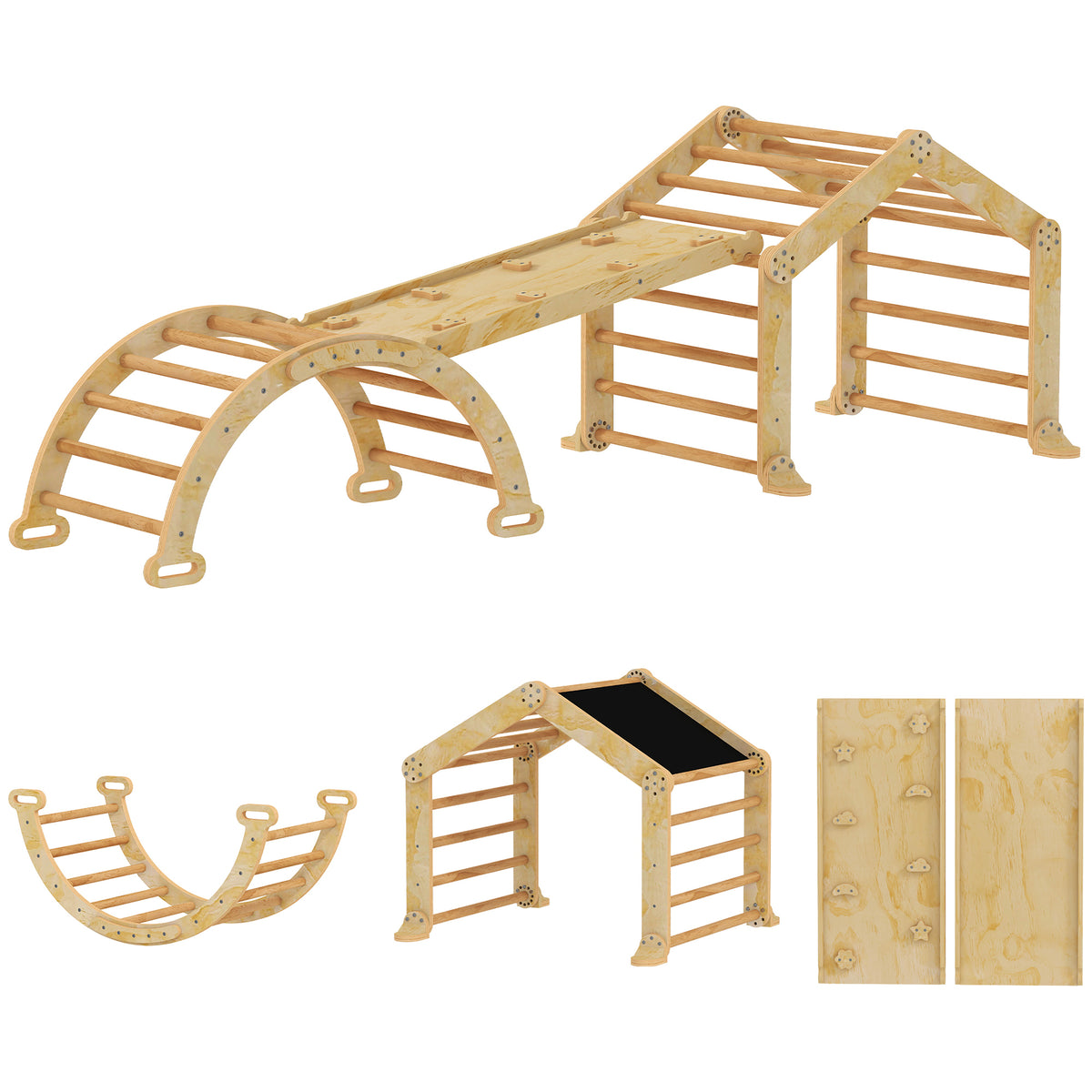 9-in-1 Indoor-Kletterger¨¹st, Rampe, Rutsche, Leiter, Schreibtafel, f¨¹r Kleinkinder, Holz
