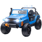 Elektrofahrzeug für Kinder, 12V Batterie, mit Eltern-Kind-Sitz, fernsteuerbar, Musik, Hupe, LED-Lichter, 3-8 Jahre, Blau