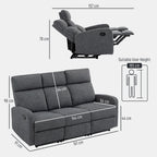 3-Sitzer-Sofa, individuell verstellbare R¨¹ckenlehnen, Fu?st¨¹tze, Stoffbezug, Metall, Grau