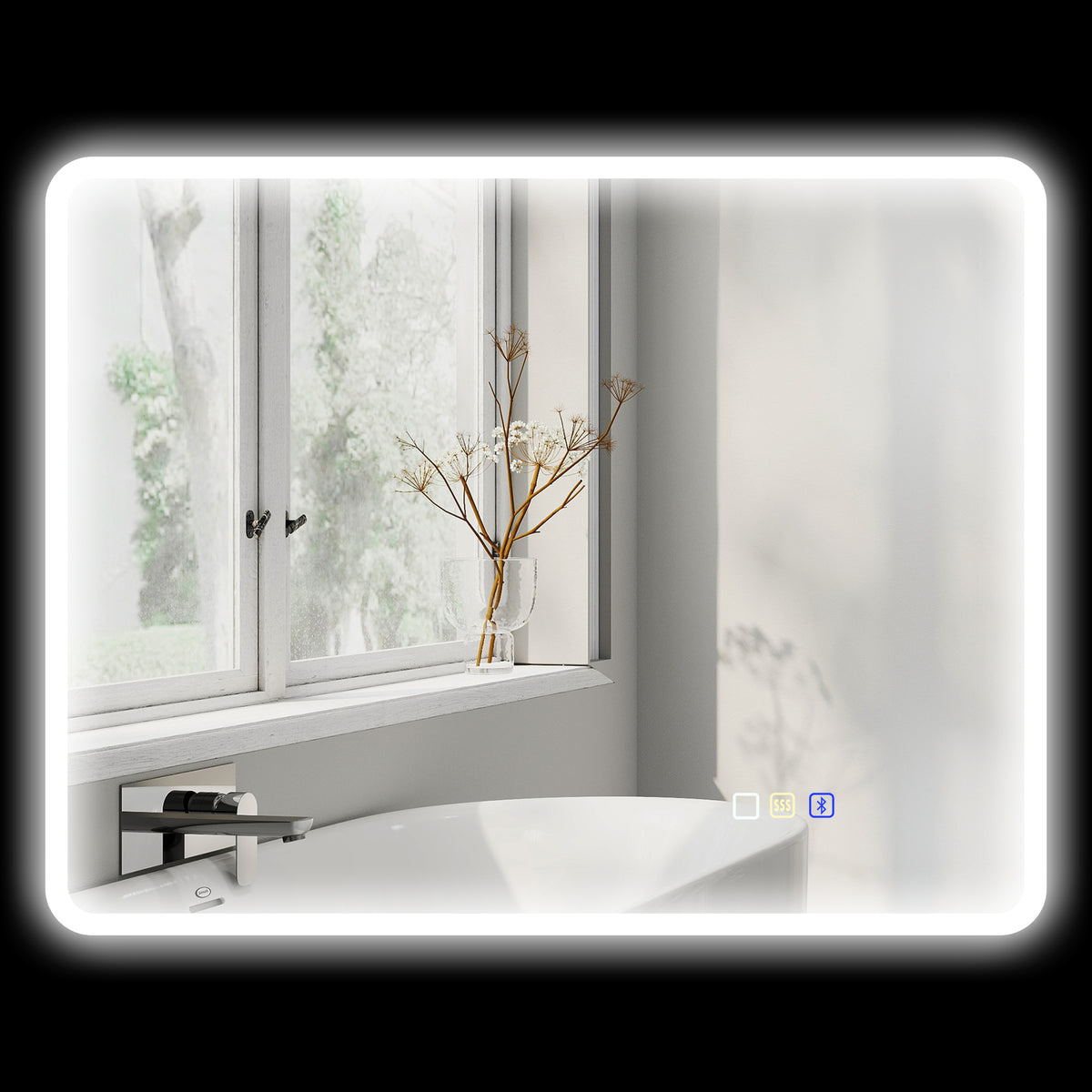 LED-Badezimmerspiegel, Bluetooth-Funktion, anpassbares Licht, Antibeschlag-Funktion