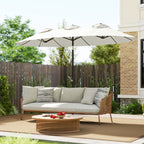 Sonnenschirm, Gartenschirm, neigbar, mit Handkurbel, Winddach, Polyester+Stahl, Cremewei?, 295 x 152 cm