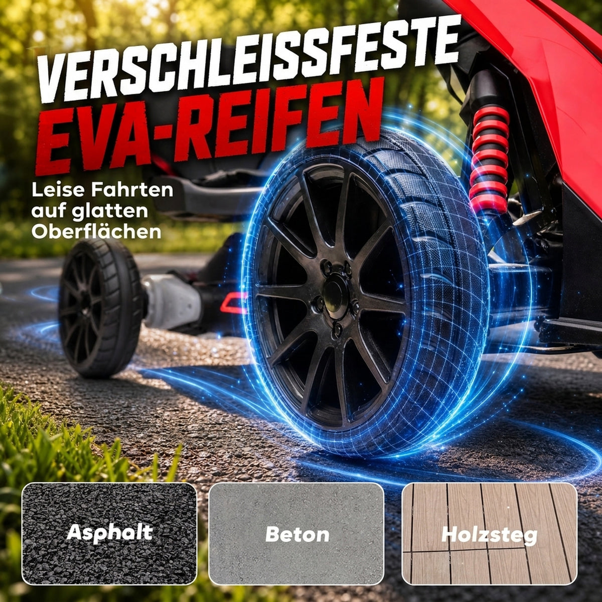 Kinder Elektro Gokart 12 V 3-5km/h Go Kart für 3-8 Jahre, Rot