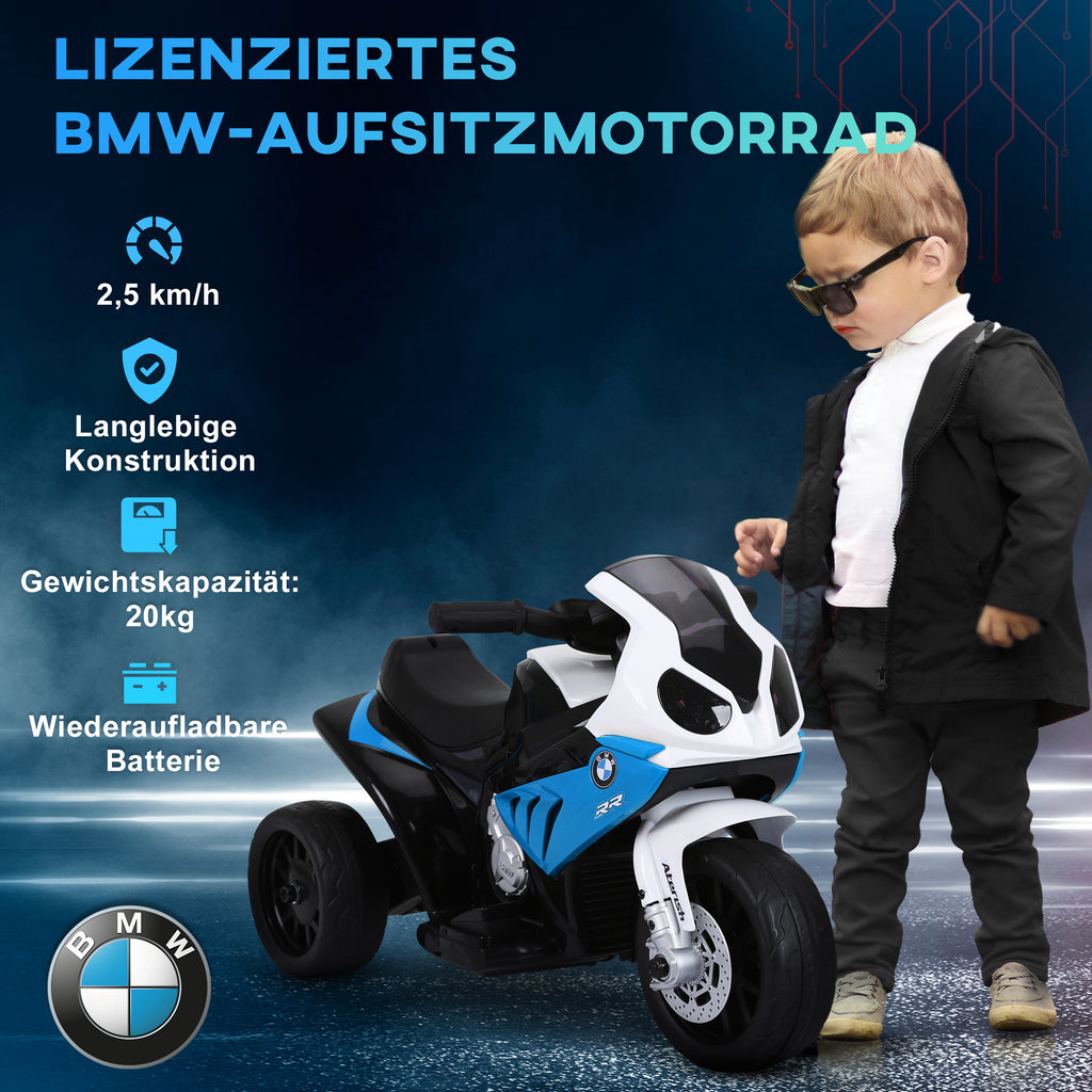 Elektro Motorrad Kinder BMW S1000RR 6V Elektromotorrad mit Scheinwerfer Musik 2,5 km/h für Kinder 18-36 Monaten Blau