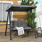 Two-Seater Garden Swing Bench, with Adjustable Canopy - Dark Grey