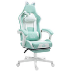 Gaming-Sessel mit Katzenohren, neigbare Lehne, ausziehbare Fu?st¨¹tze, bis 120 kg belastbar, Tiffanyblau