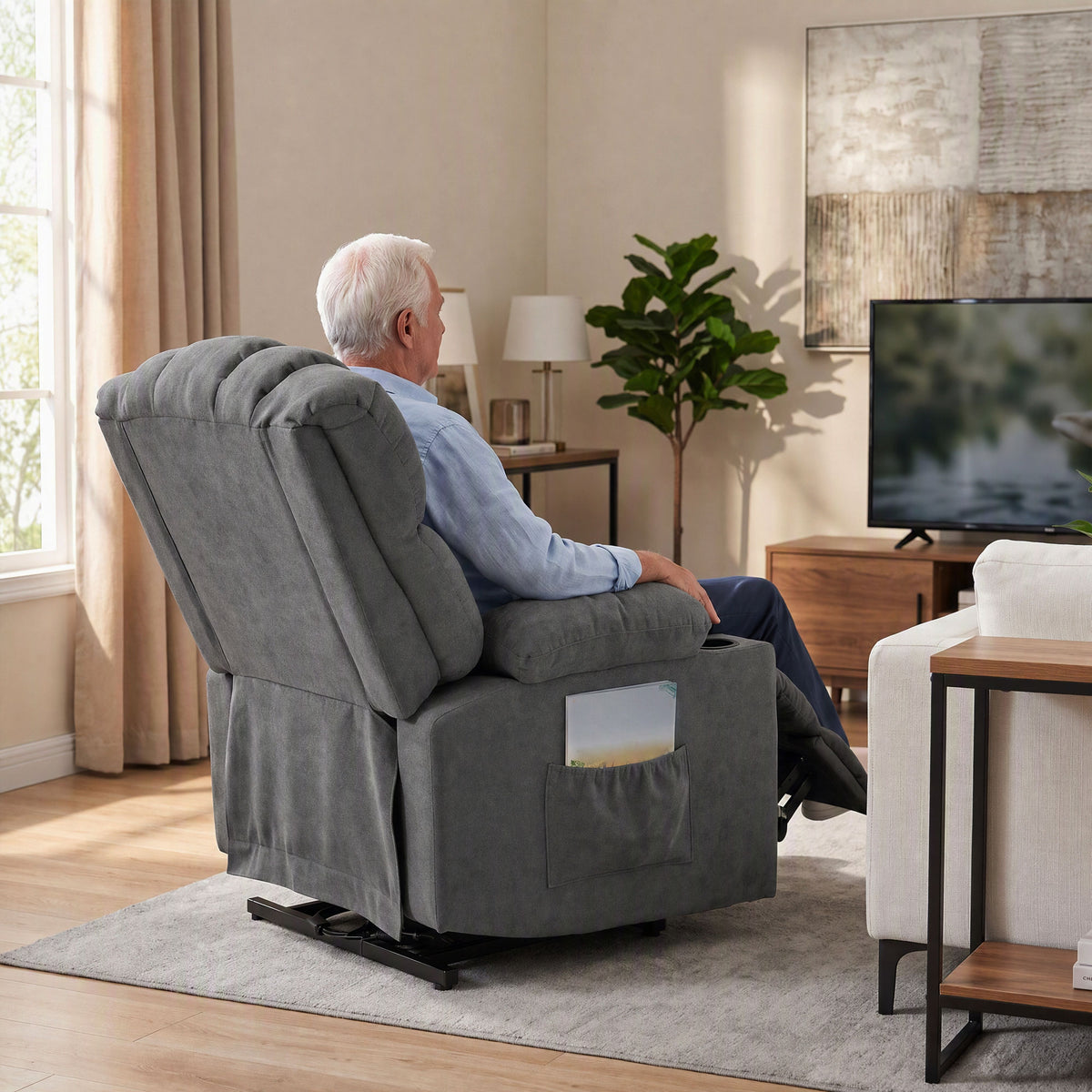 Relaxsessel Elektrisch Fernsehsessel mit Aufstehhilfe Grau
