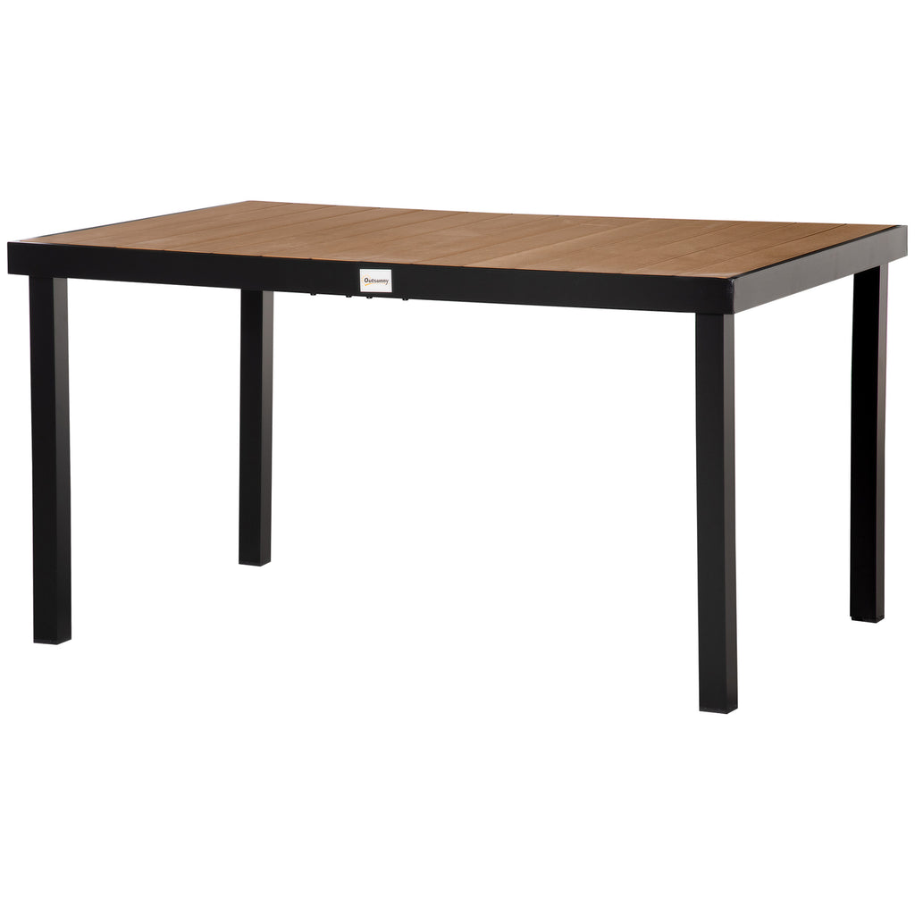 Gartentisch für 6 Personen Esstisch Aluminiumtisch Gartenmöbel Loungemöbel pflegeleicht Kunststoff Natur+Schwarz 140 x 90 x 74 cm