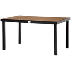 Gartentisch für 6 Personen Esstisch Aluminiumtisch Gartenmöbel Loungemöbel pflegeleicht Kunststoff Natur+Schwarz 140 x 90 x 74 cm