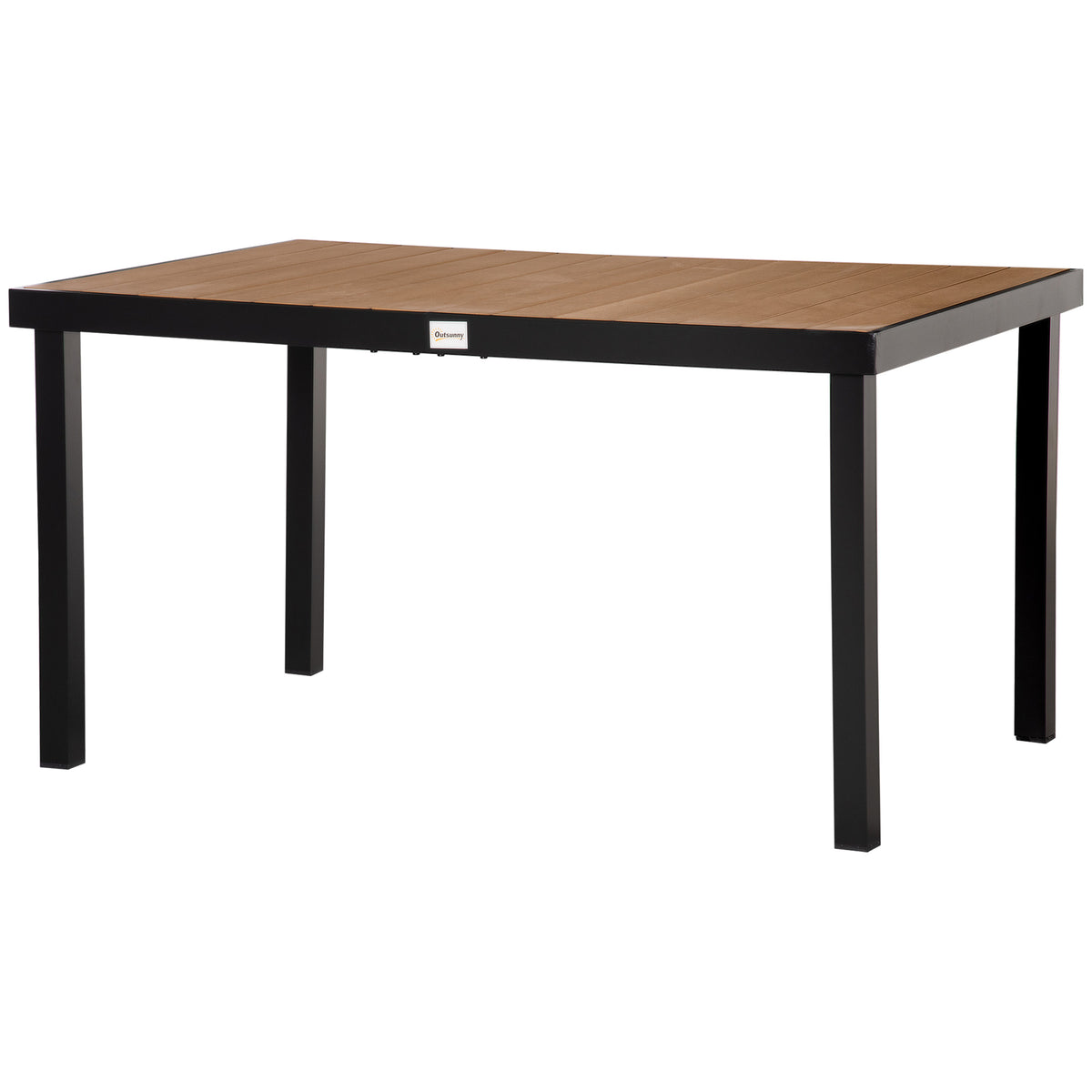Gartentisch für 6 Personen Esstisch Aluminiumtisch Gartenmöbel Loungemöbel pflegeleicht Kunststoff Natur+Schwarz 140 x 90 x 74 cm