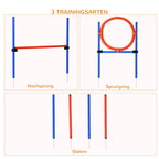  Hunde-Agility-Trainingsgeräte, Agility-Übungs-Set, Hund Agility Set, Slalom-Hürden-Sprungring für Hunde, 3 in 1 Hundesport Trainingsplatz, Blau+Rot