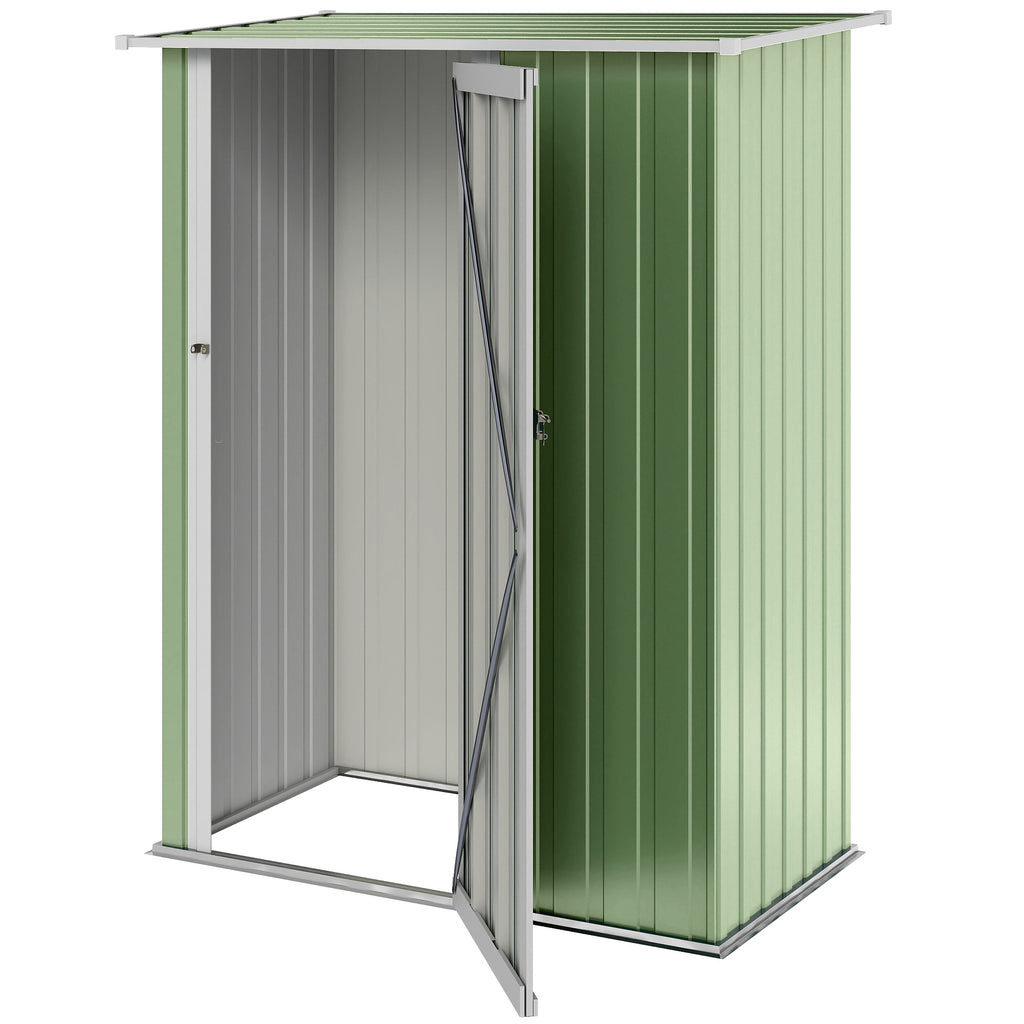 Metall Gerätehaus 1,07 m² 142 x 86 x 189 cm Geräteschuppen mit Pultdach Abschließbarer Tür, wetterfest Gartenhaus Outdoor Garten Schuppen für Hinterhof Außenbereich Grün