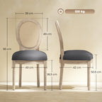 Küchenstühle im 2er-Set, weich gepolstert, Vintage-Design, Rattanoptik, Grau