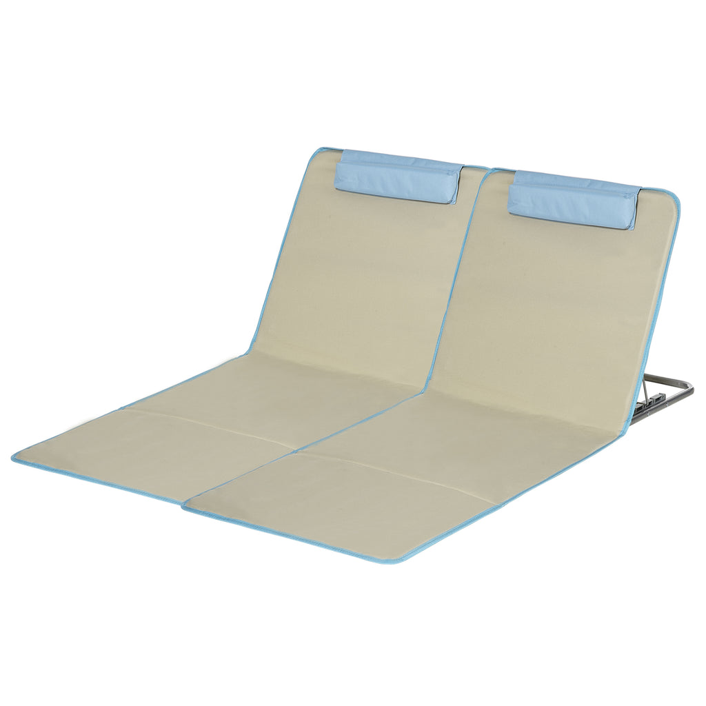 2er-Set Strandmatte, verstellbar, faltbar, 124L x 53B x 37-50H cm, Beige
