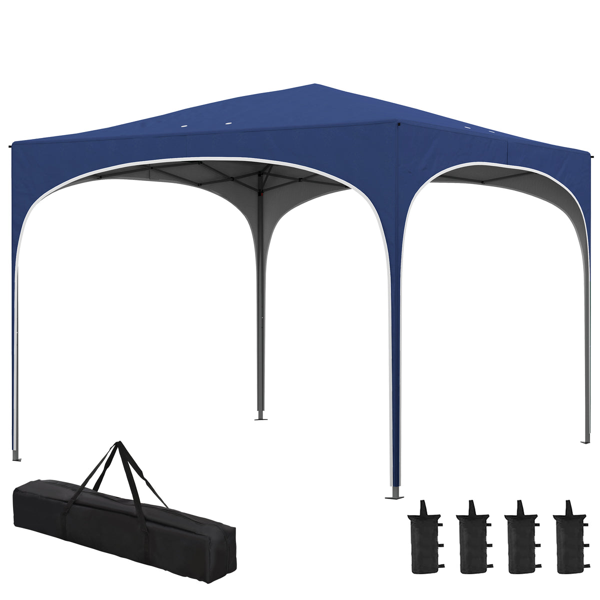 Faltpavillon, h?henverstellbar, Metallst¨¹tzen, robuste Plane, inkl. Tragetasche, 2,95 x 2,95 x 2,55m, Dunkelblau