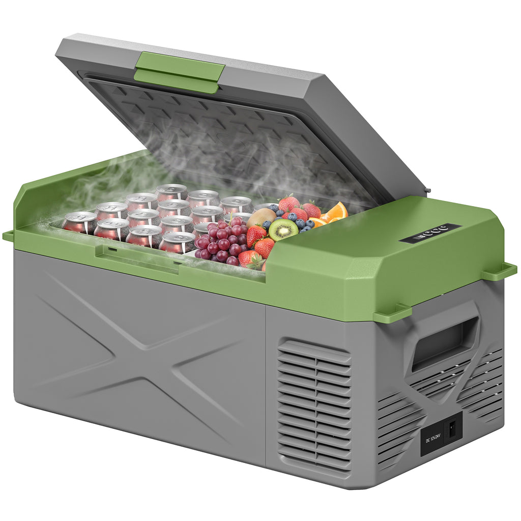 16,3 Liter Kompressor Kühlbox elektrische Kühlbox mit Anschluss ECO Modus Kühlhaltefunktion Grau+Grün