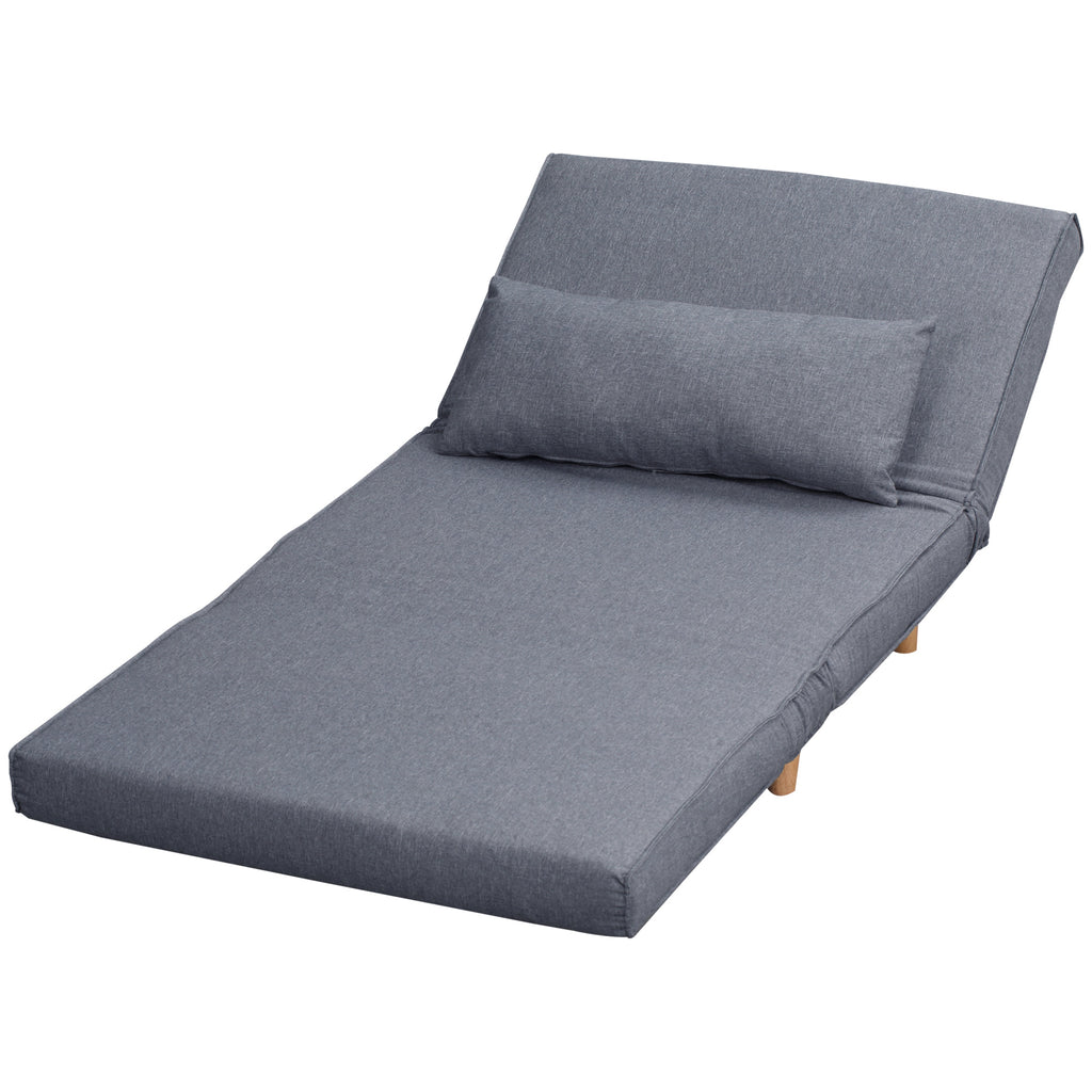 Einzelsofa Schlafsofa Sofabett Klappsofa verstellbar Rückenlehne Liege nordisch skandinavisch 25D Schaumstoff Haus Leinenimitat Kautschukholz Grau 94 x 78 x 80 cm