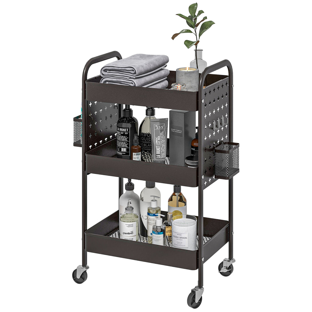 Mehrzweckwagen Rollwagen K¨¹chenwagen, 3 Regale, 4 Rollen, 53,5 cm x 30,5 cm x 75 cm, Schwarz