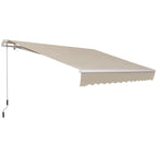 Gelenkarmmarkise Verstellbare Klemmmarkise Terrassenmarkise 3,95 x 3m Sonnenschutz mit Kurbel, Balkonmarkise, Beige