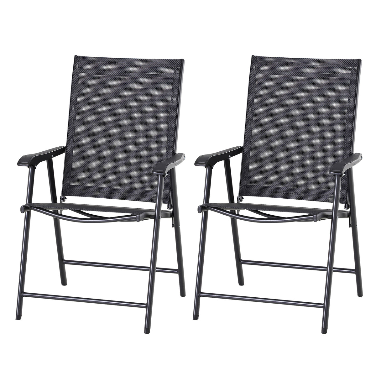 Set of Two Folding Garden Chairs - Black