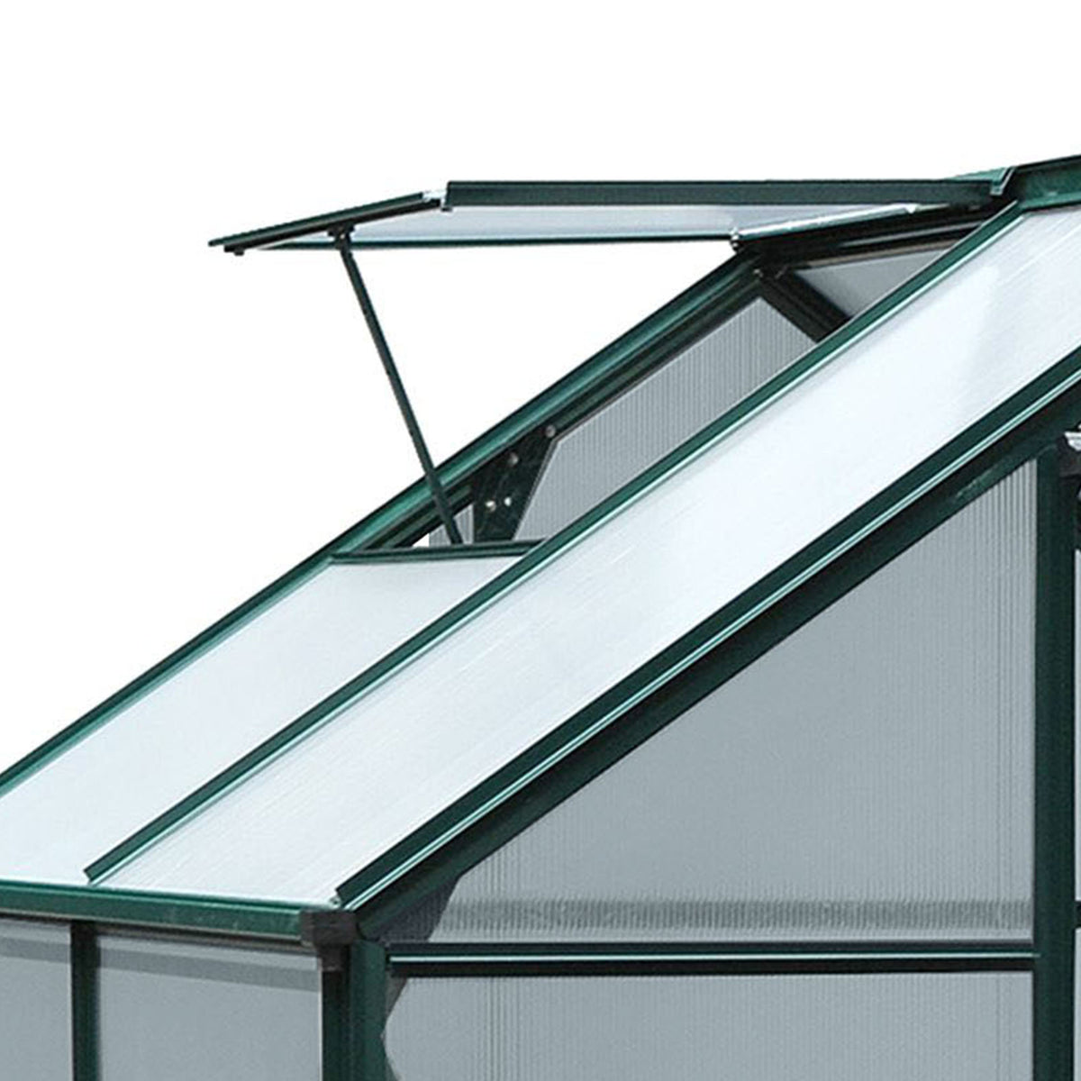 Gewächshaus mit Dachfenster Aluminium Treibhaus 190 cm x 132 cm x 201 cm Grün + Transparent