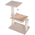 Cat Scratch Post with Bed Cat Tree for Indoor Cats Sisal Scratching Posts Hammock Kitty Activity Centre Beige