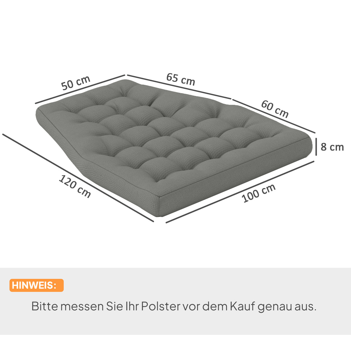 Sitzkissen, Außensitzkissen für Hängekorb und Schaukelstühle, Outdoor-Polsterkissen, Grau