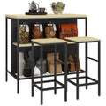 Bar-Set, 2 Barstühle & 1 Bartisch, fleckenresistent, stabil, Stahlrahmen, Schwarz/Eiche