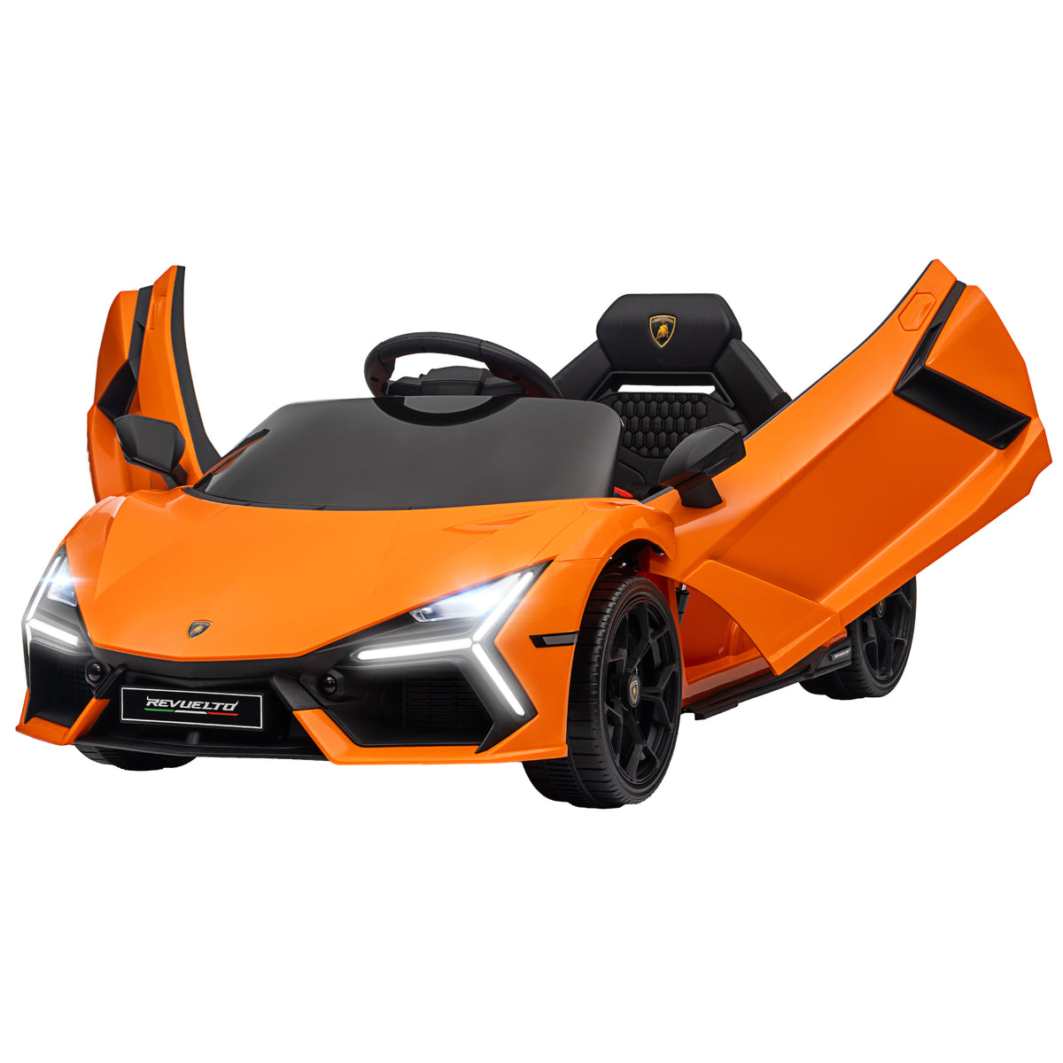 Elektroauto f¨¹r Kinder von 3-5 Jahren, sanfter Antrieb, fernsteuerbar, mit Hupe, Kunststoff und Metall, Orange