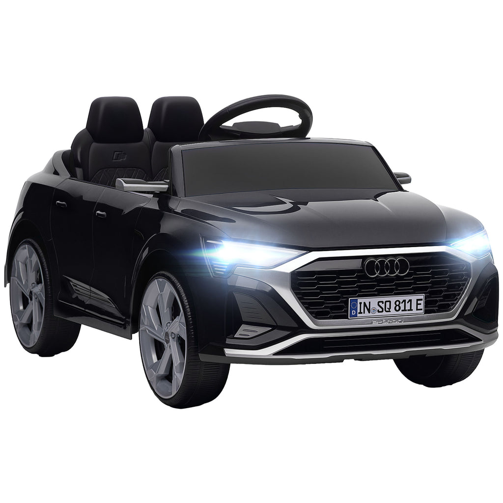 Elektro-Kinderauto, 12V Audi Q8, 3-5 km/h, Fernsteuerung, Scheinwerfer, Musik, Schwarz