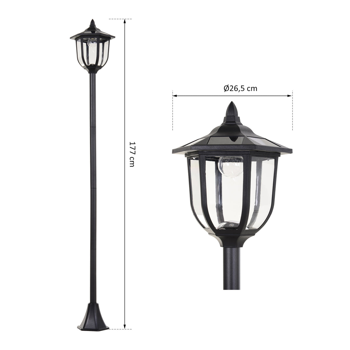  Outdoor Garden Solar Post Lamp Sensor Light  LED Lantern Bollard Pathway Torch Light 1.77m Tall
