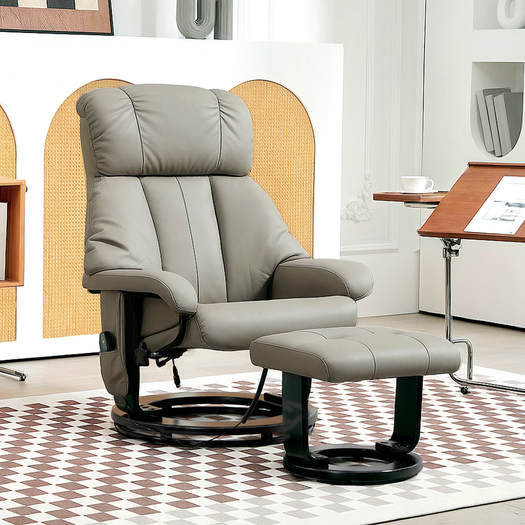 Relaxsessel Massagefunktion Fernsehsessel mit Seitentasche, Kunstleder, Grau