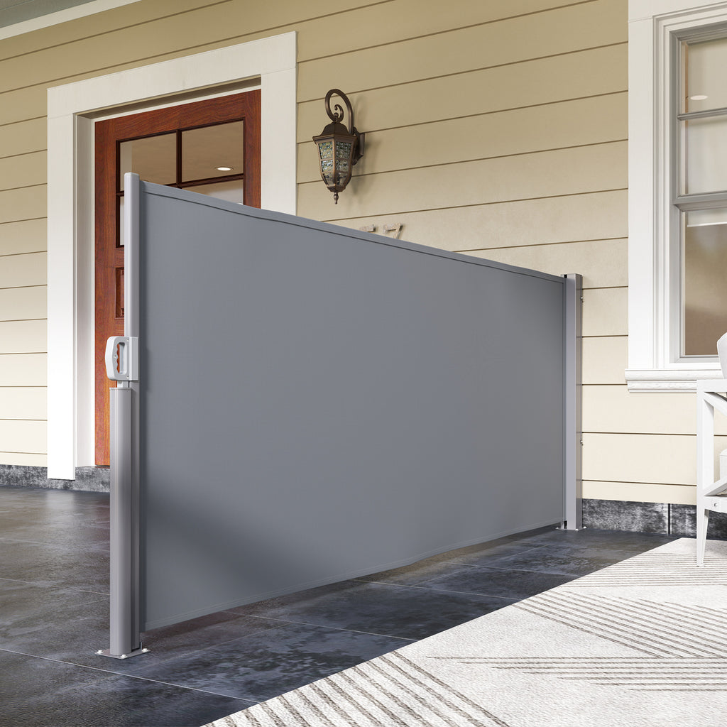 Seitenmarkise ausziehbar blickdicht Sichtschutz mit Wandhalterung Beschichtung 300x140cm Dunkelgrau