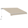 Markise, Sonnenschutz, einfahrbar, mit Handkurbel, Metallrahmen, Polyester, Weiß+Beige, 3,95 x 2,45 m