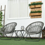 Gartenmöbel-Set, 3-teilig, Rattanoptik, 2 Stühle, 1 Tisch, klappbar, Grau