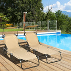 2er Set Sonnenliege klappbar Gartenliege mit Sonnendach 5-Fach h?henverstellbarer R¨¹ckenlehne Braun