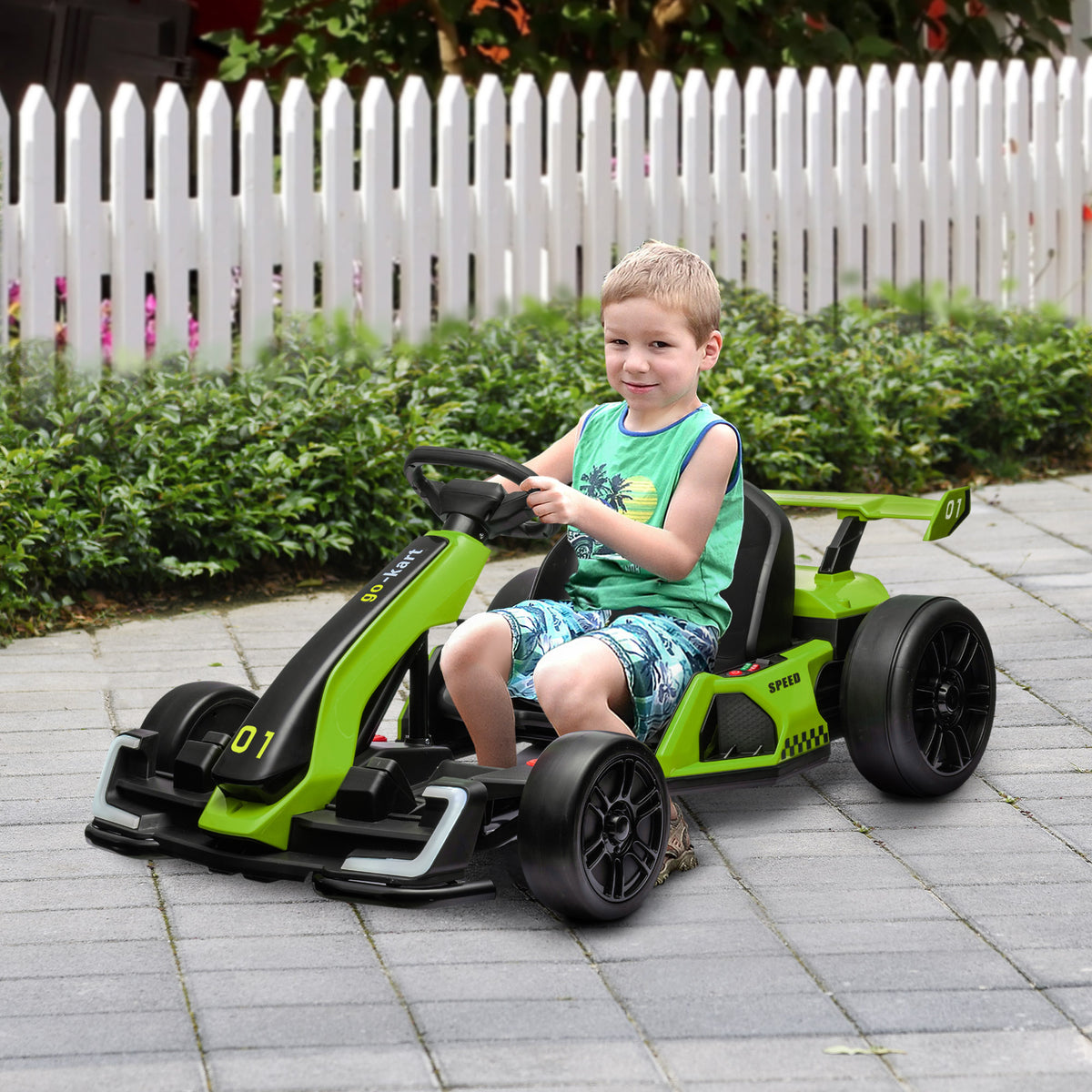 24 V Elektro Go-Kart für Kinder Drift-Funktion für 6-12 Jahre Grün
