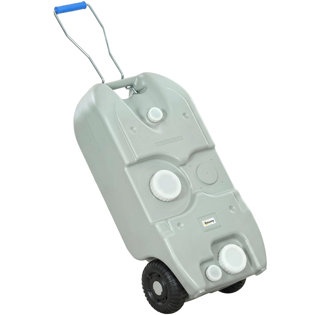 Abwassertank, 40L, rollbar, mit Schlauch, sprintzfrei, HDPE, 37x23x80cm, Grau