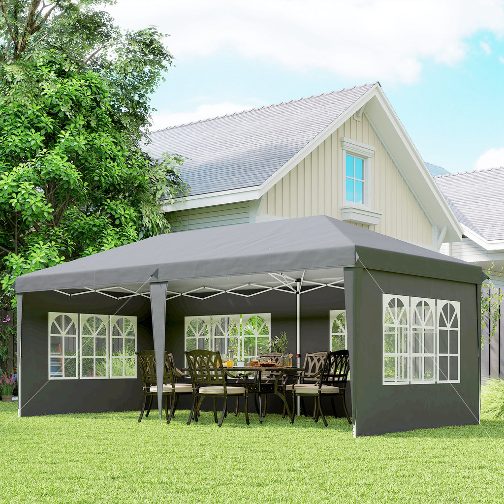3 x 6m Pop-Up Gazebo, with Removable Walls - Grey