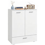 Modernes Sideboard, freistehender Aufbewahrungsschrank mit Schublade und verstellbarem Einlegeboden, Weiß