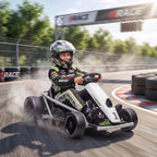 24 V Elektro Go-Kart für Kinder Bis 13 Km/h Gokart mit Drift-Funktion, Drift-Kart mit 2 Motoren für 8–12 Jahre Weiß